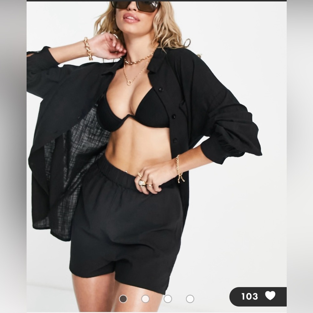 ASOS DESIGN Black Oversized Beach Shirt Women’s Size 0